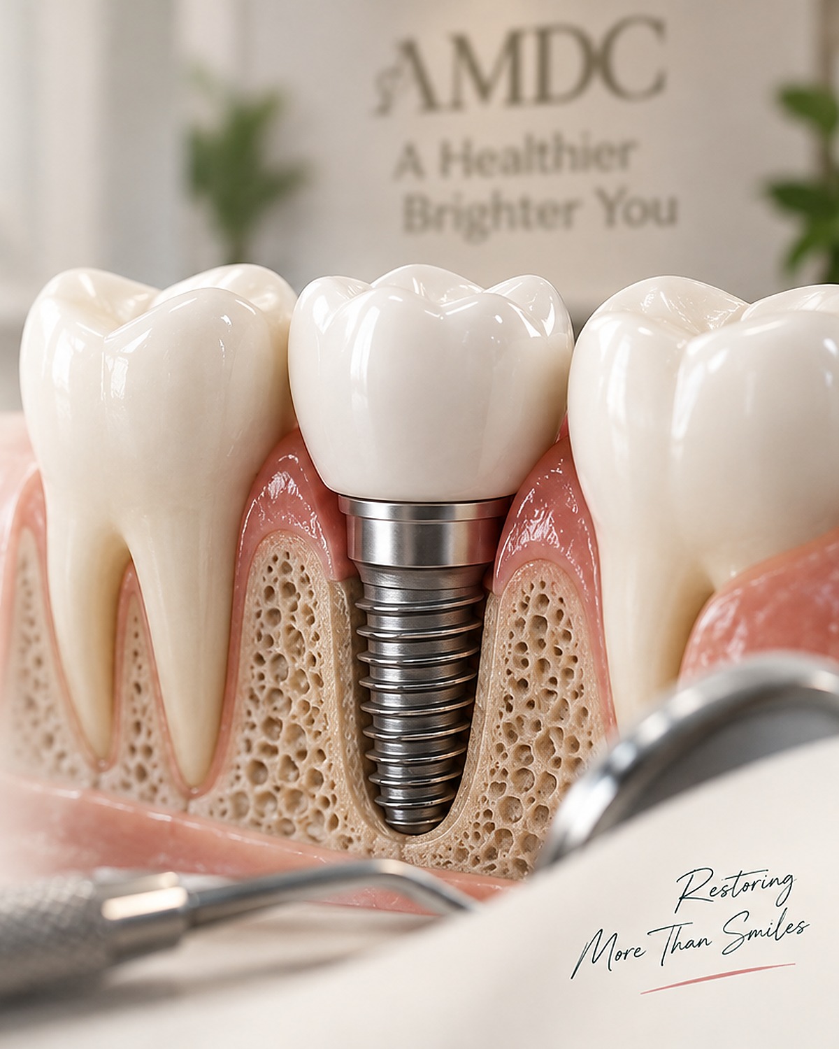 Tooth replacement comparison guide covering dental implants, bridges and dentures at AMDC in Lahore