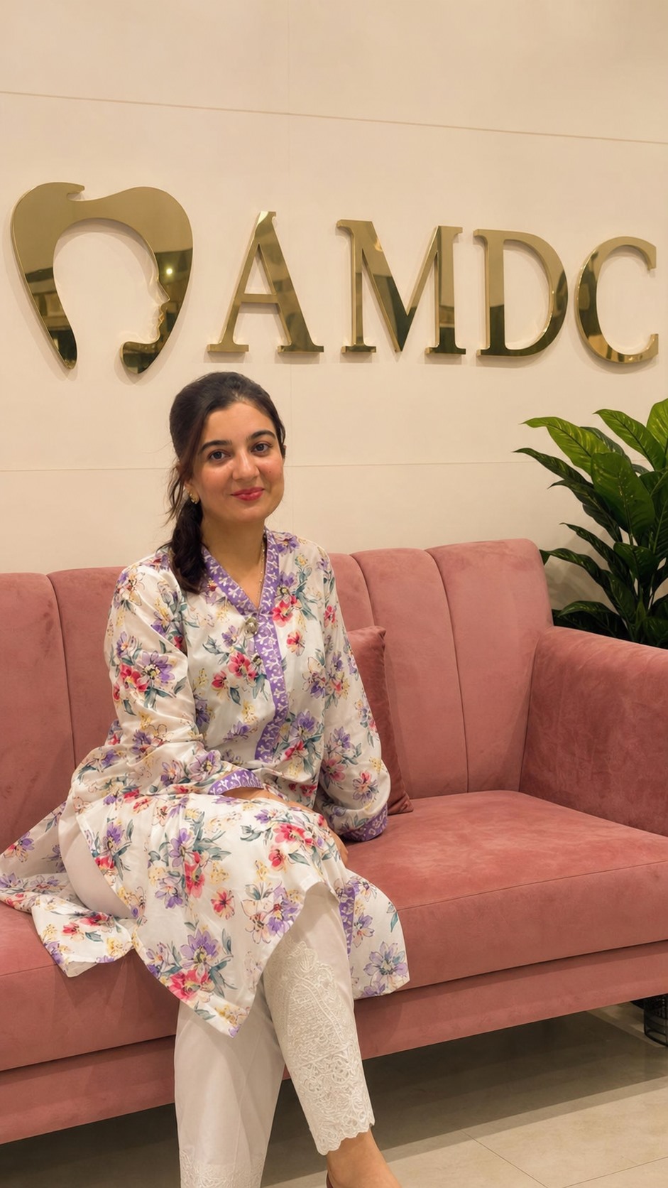Dr. Shadab Haq, PMDC-verified female dentist at Al Mairaj Dental & Cosmetics (AMDC)